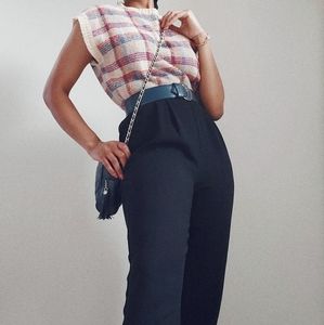 Vintage Plaid Wool Blend Knitted Sweater